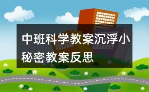 中班科学教案沉浮小秘密教案反思