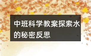 中班科学教案探索水的秘密反思